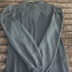 Express Black Blouse with Embroidered Detail